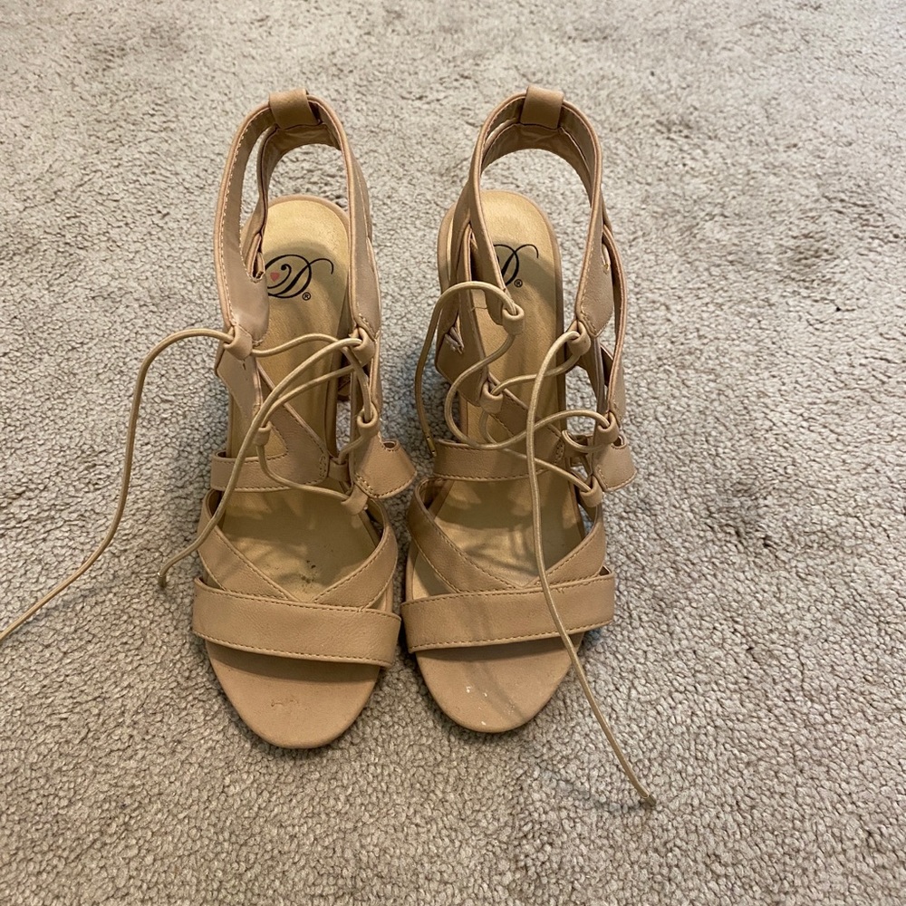 Nude block heels